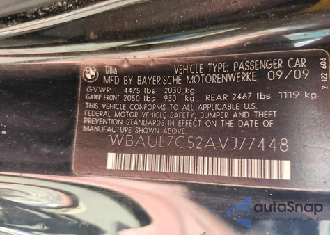 2010 BMW 128I z USA, uszkodzony, nr VIN WBAUL7C52AVJ77448